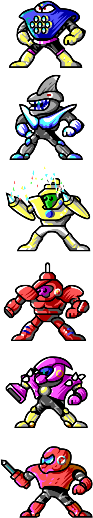Megaman ''sprites''-3pc Crap By Waneblade On Deviantart - Megaman 3 Bosses (424x1885), Png Download