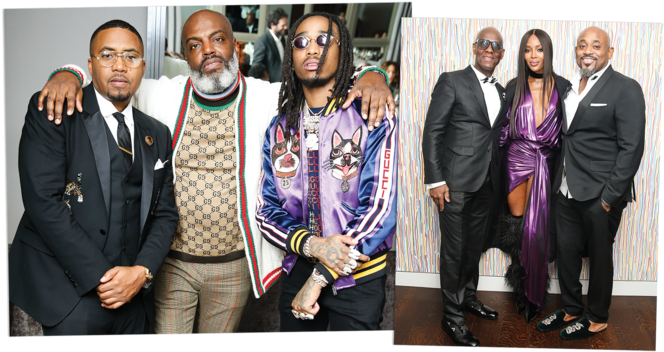 Left, Guests Nas, Coach K, Quavo - Naomi Campbell Dapper Dan (690x369), Png Download