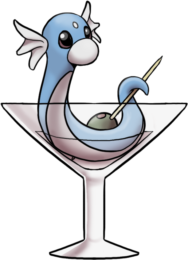 Dratini Martini Key Charm - Cartoon (1084x1027), Png Download