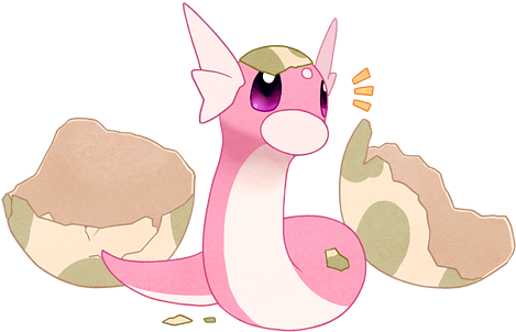 Shiny Dratini - Shiny Dratini Cute (500x371), Png Download