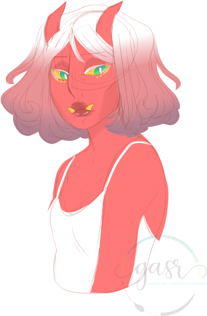 My Darling Oni Gal - Painting (725x1071), Png Download