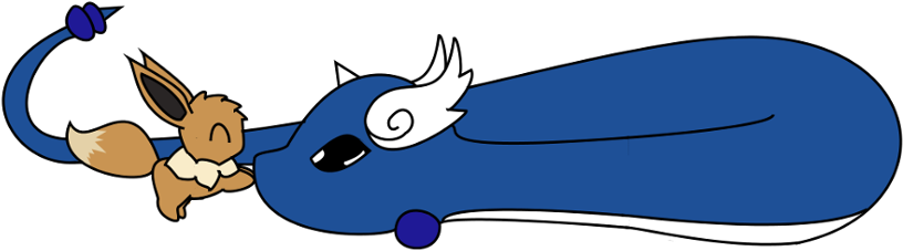 Dragonair And Eevee By Amuletcoin On Deviantart Image - Eevee And Dragonair (873x319), Png Download