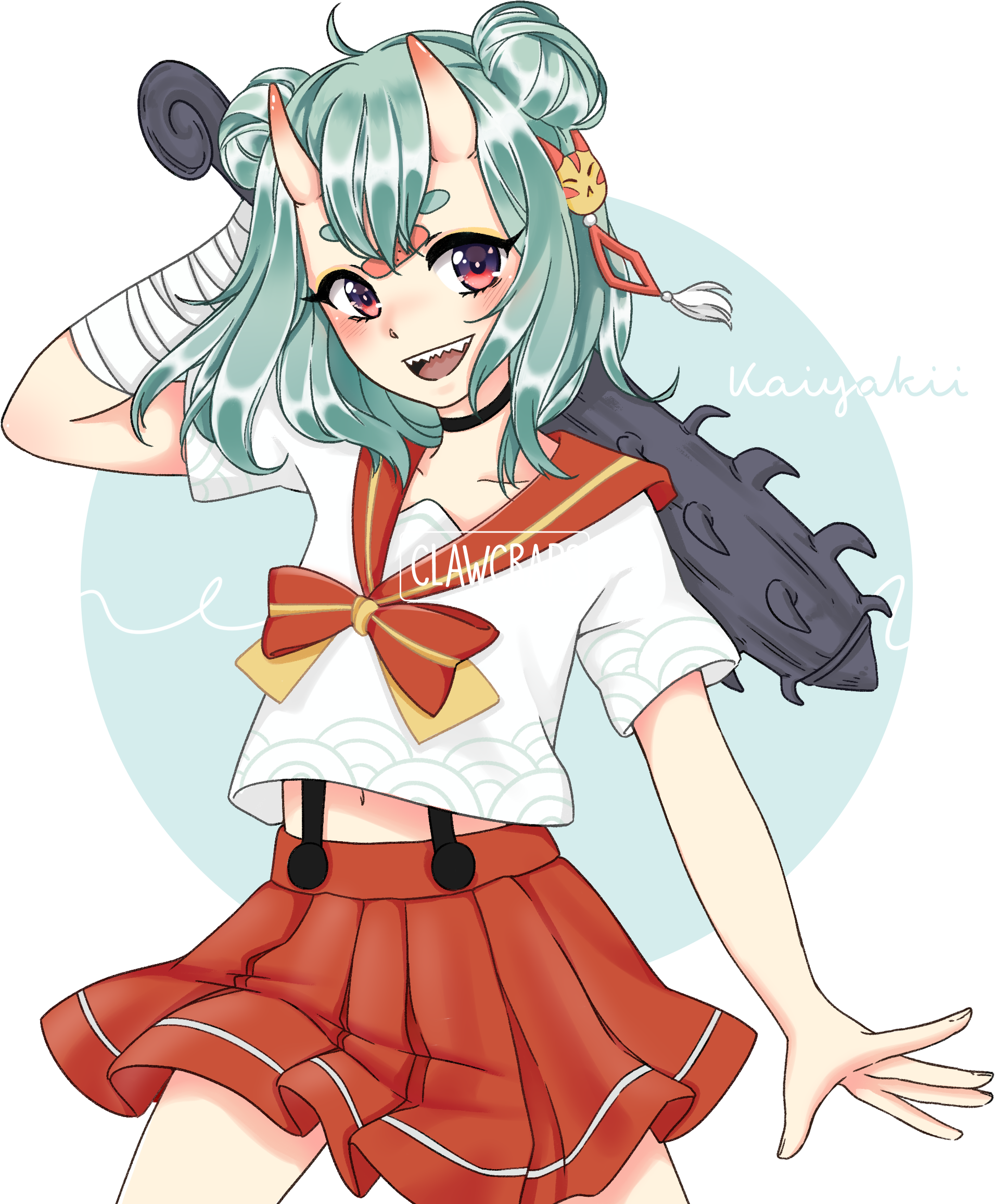 Oni Girl - Hyles's Gallery - Anime Strong Oni Girl (1950x2450), Png Download