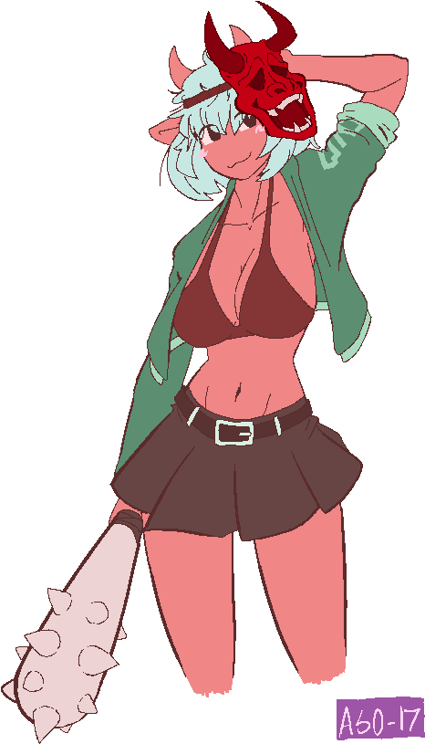 Oni Girl - Cartoon (500x850), Png Download