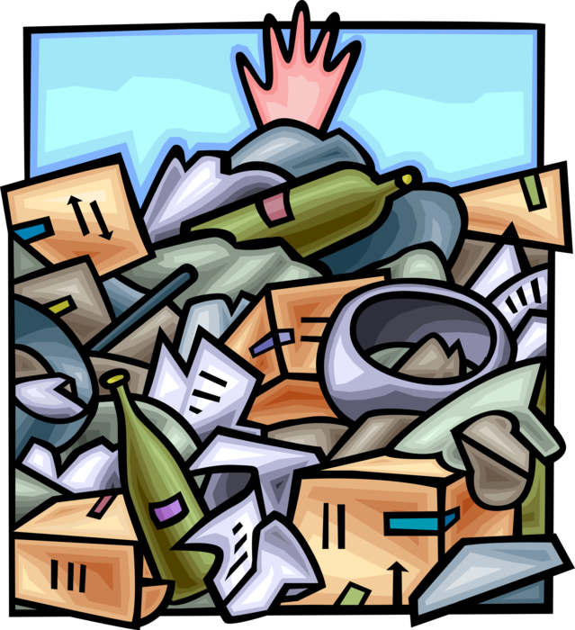 Vector Illustration Of Hand Buried Under Waste Dump - Environmentally Sound Management (639x700), Png Download