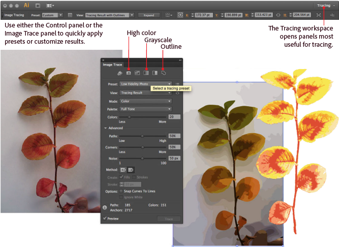 Image Trace Panel - Live Trace Illustrator Cc (674x488), Png Download