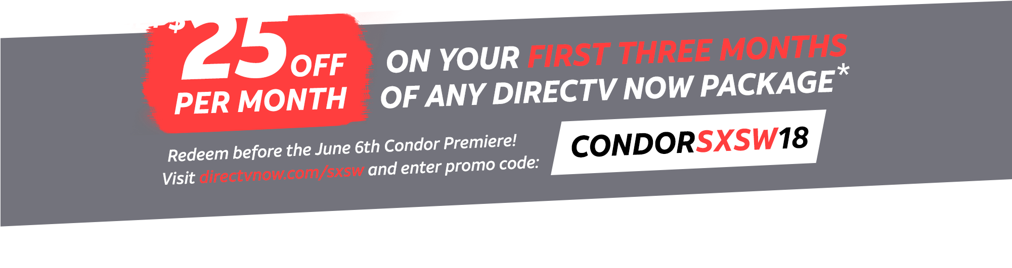Directvnow Offer $25 Off Any Package For 3 Months At - Directv Now (2000x560), Png Download