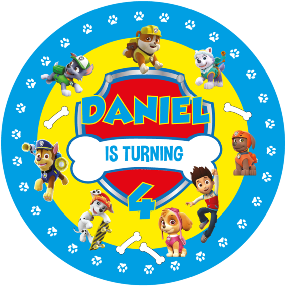 Paw Patrol Blue Party Box Stickers - Sweet City Logo (580x580), Png Download
