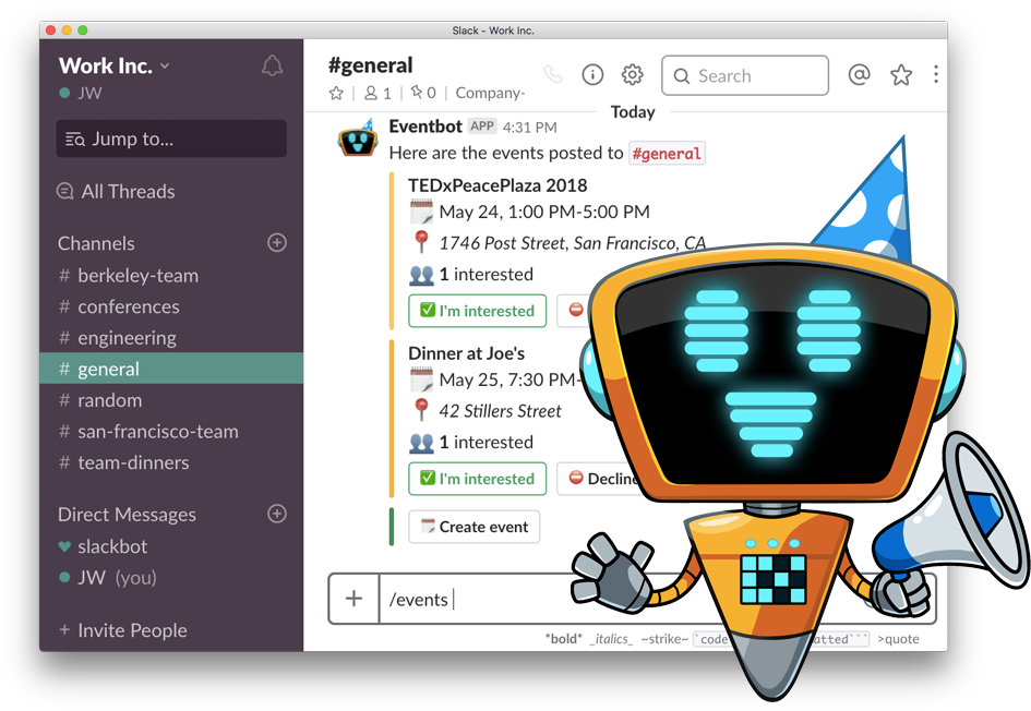 Create Events Within Slack - Slack Eventbot Calendar (946x668), Png Download