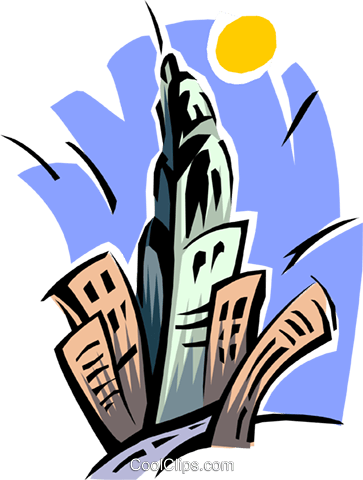 City Skyline Empire State Building Royalty Free Vector - City State Clipart (363x480), Png Download