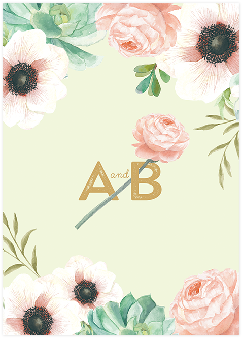 Invitation Mariage Personnalise Fleurs Pink Mint Bouquet - Personalised Botanical Wedding Invitation (700x700), Png Download