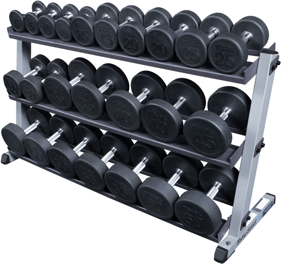 W/ Optional 3rd Tier And Round Rubber Dumbells - Body Solid Round Dumbbells (600x600), Png Download