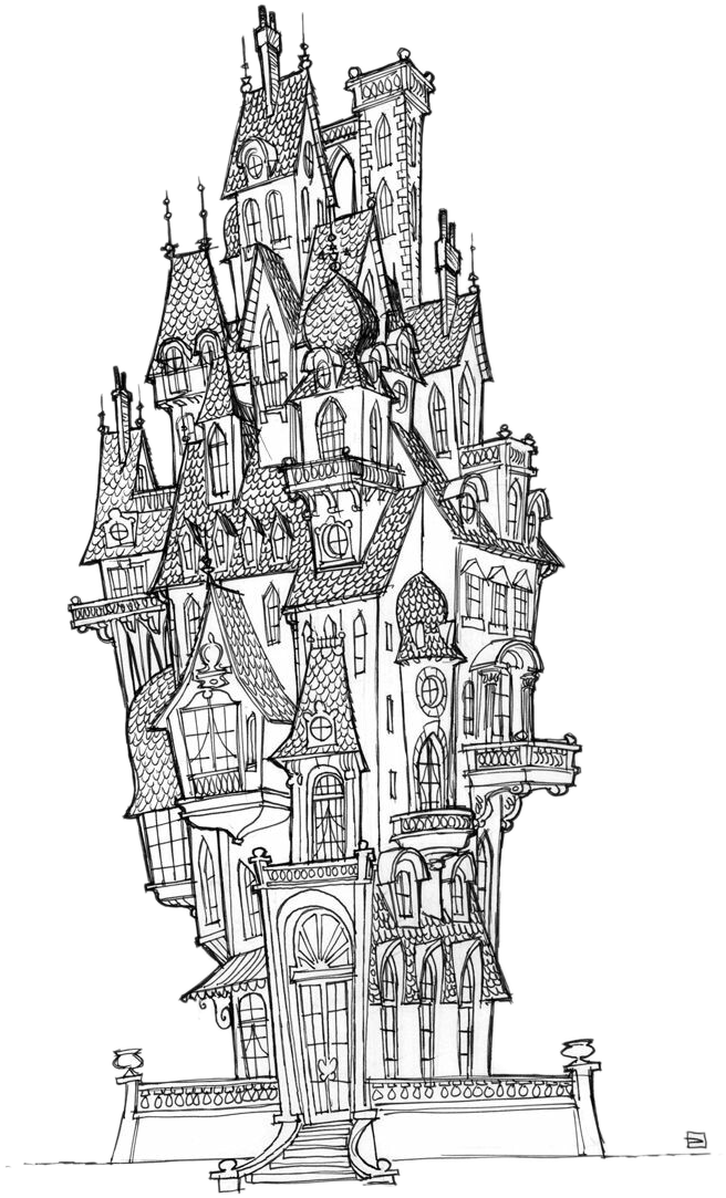 Clip Library Stock Visual Arts Castle Concept Art Illustration - Visual Development Line Art (680x1122), Png Download