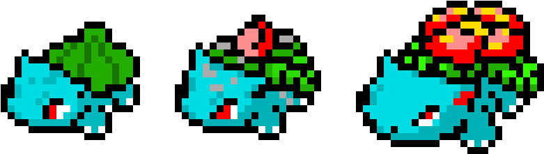Bulbasaur, Ivysaur, Venusaur - Bulbasaur Ivysaur Venusaur Pixel Art (850x250), Png Download
