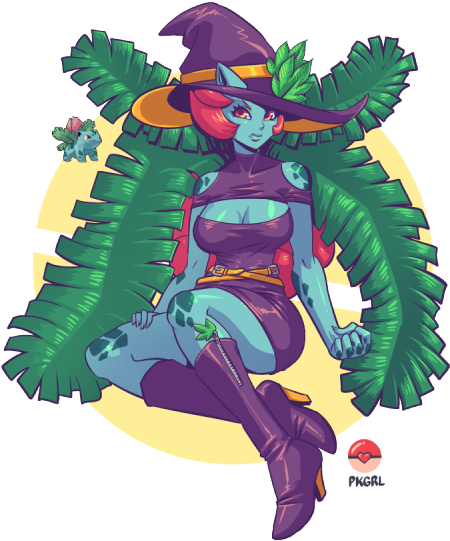 #002 Ivysaur Halloween Outfit Too - Cartoon (500x600), Png Download