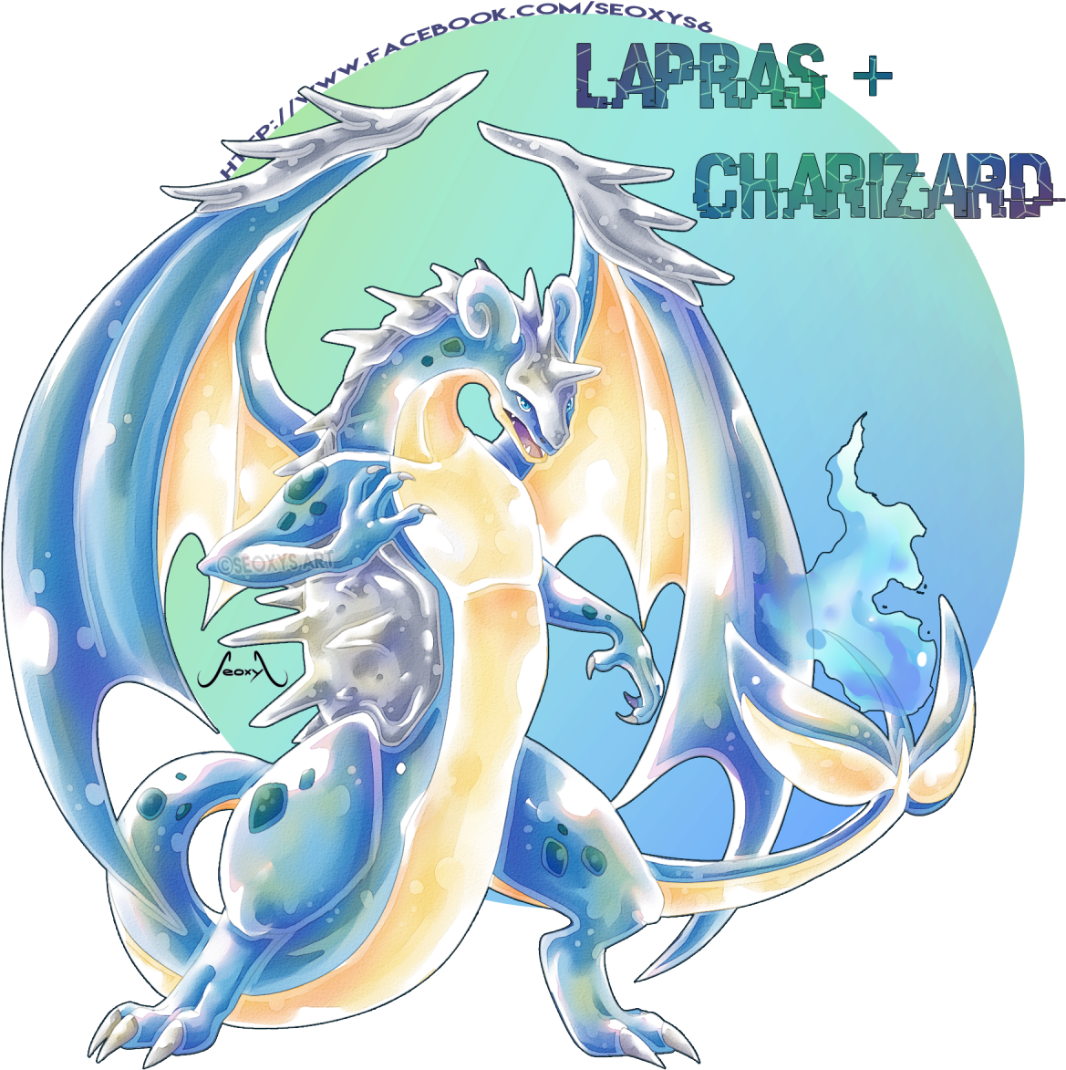 A Commission For Someone On My Facebook Page More On - Pokemon Fusion Lapras And Charizard (1280x1280), Png Download