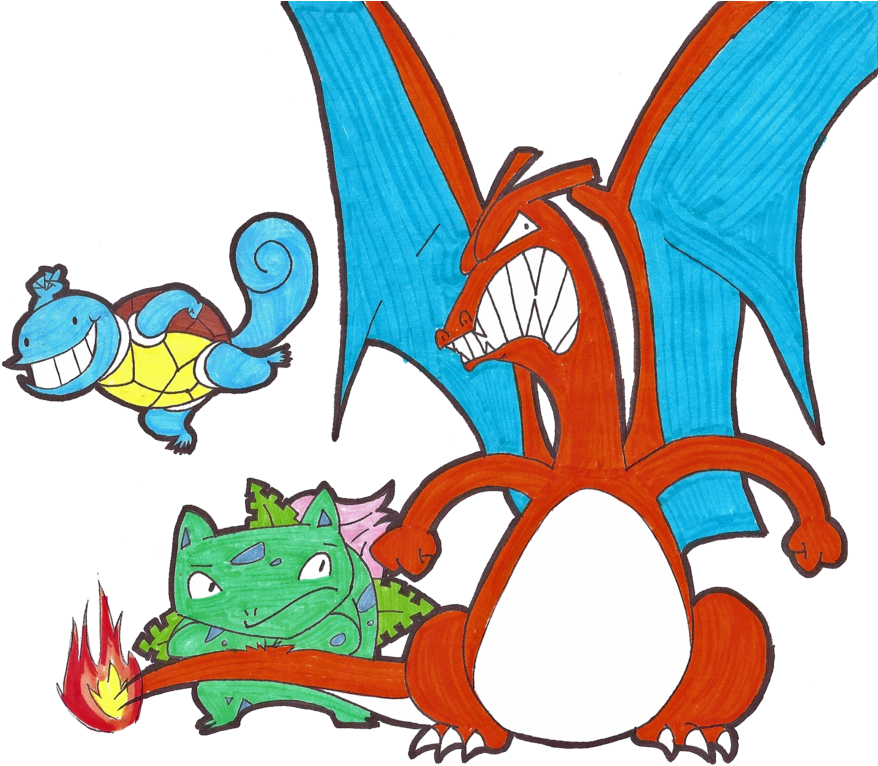 Squirtle Ivysaur Charizard By Klashkrool On Deviantart - Charizard And Squirtle (900x808), Png Download