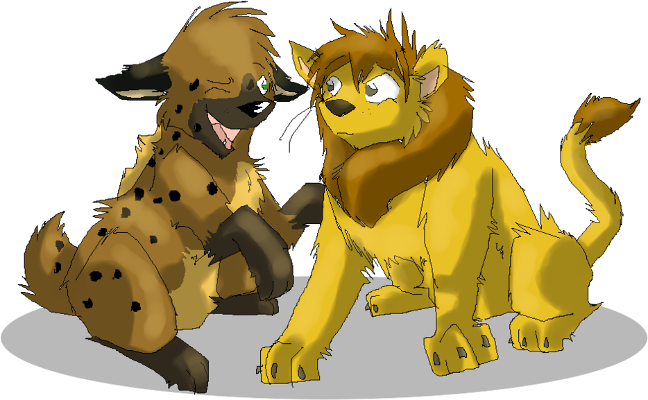 Lion Best Friends By Dortetorte On Deviantart - Lion And Hyena Friends (954x837), Png Download