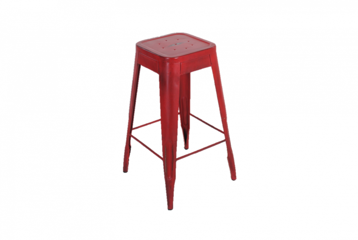 Red Metal Bar Stool - Taburete Tolix Con Respaldo (1240x831), Png Download