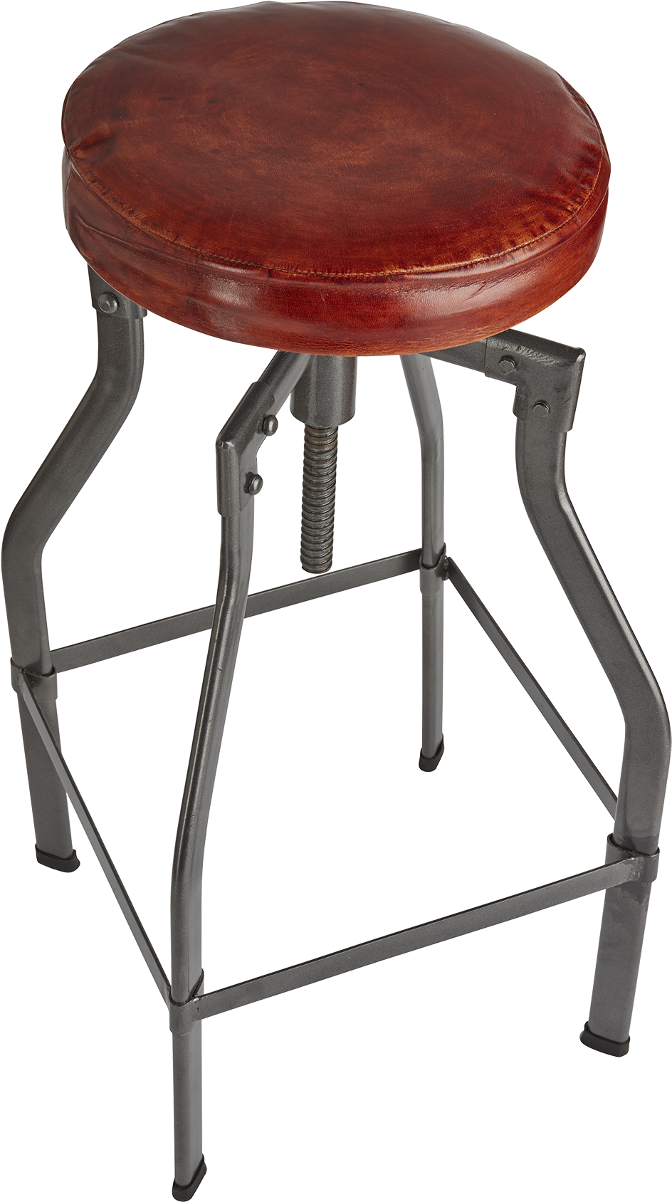 Turner Leather & Metal Adjustable Bar Stool - Industville Turner Vintage Adjustable Leather Bar Stool (2048x2048), Png Download