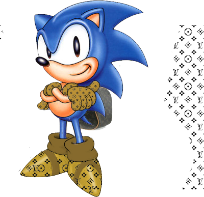 Louis Vuitton Clipart Psd - Original Sonic The Hedgehog (400x387), Png Download
