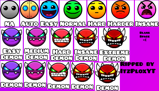 Main Difficulty Icons - Geometry Dash Demon Icon (508x291), Png Download