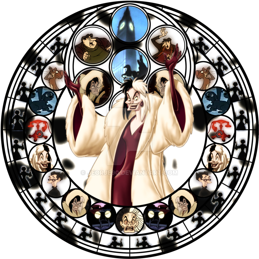 Cruella De Vil Png Transparent Image - Disney Villains Stained Glass (900x900), Png Download