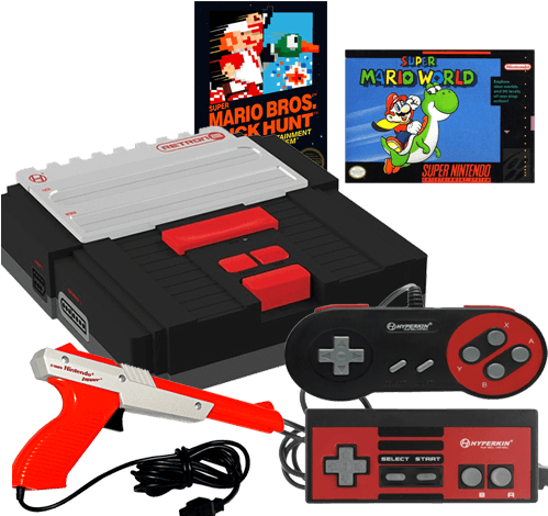 Retron 2 System Console Black Mario World Zapper Game - Super Mario World Super Nintendo Nes Game Series Box (498x500), Png Download