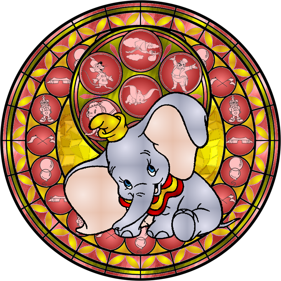 Pins Please Disney Image Heavy Disney Pin Forum Png - Dumbo Elephant Round Stained Glass Style Silver Disney (894x894), Png Download