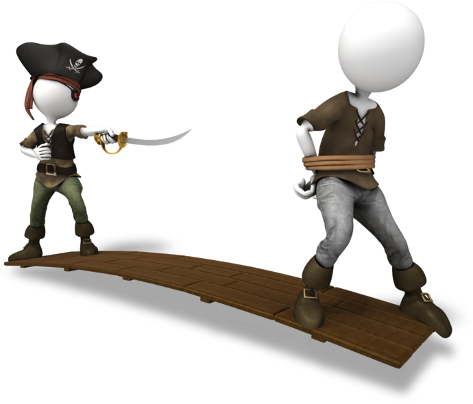 Wood Clipart Walk The Plank - Pirate Walking The Plank Clipart (800x600), Png Download
