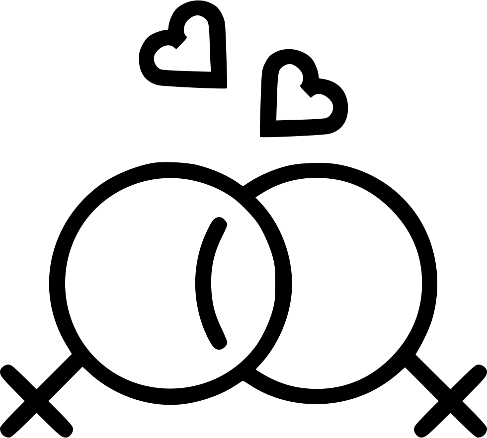 Lesbian Couple Heart Romantic Lgbt Comments - Love Couple Icon Png (980x882), Png Download