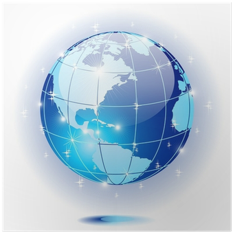 Mondo Globo Cristallo Blu Crystal Blue World Globe - Design (400x400), Png Download