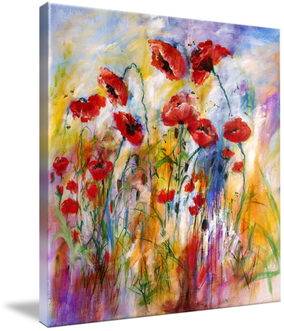 #poppies #provencale Painting By #ginette - Gallery-wrapped Canvas Art Print 44 X 44 Entitled Poppies (557x650), Png Download