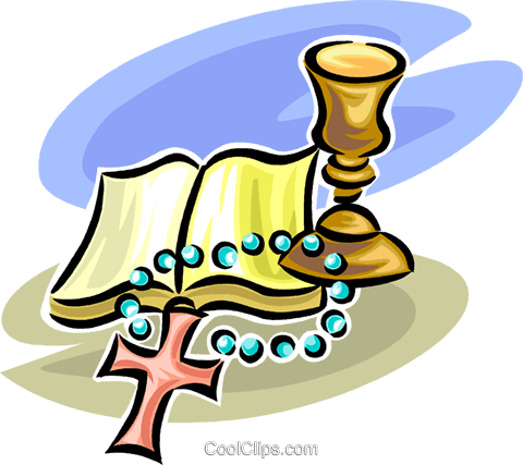 Bible, Cross And Chalice Royalty Free Vector Clip Art - Bibel Clipart (480x427), Png Download