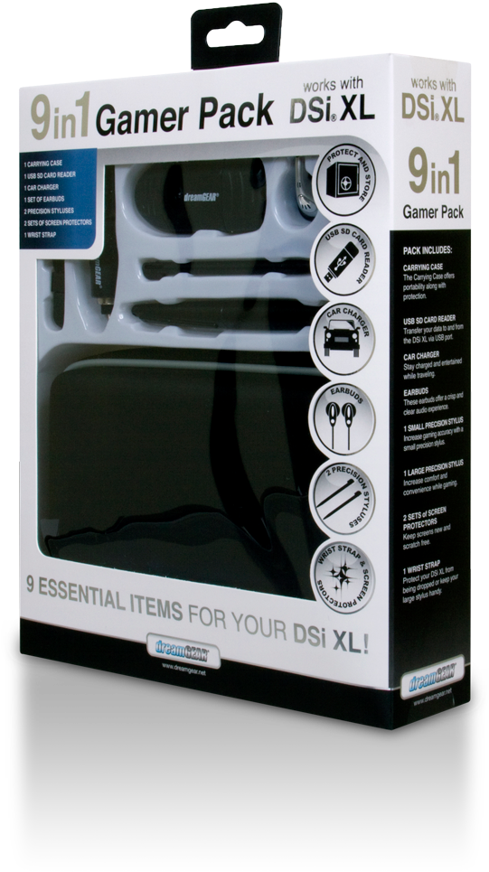 Dreamgear 9 In 1 Gamer's Pack For Dsi Xl Accessory (1000x1000), Png Download