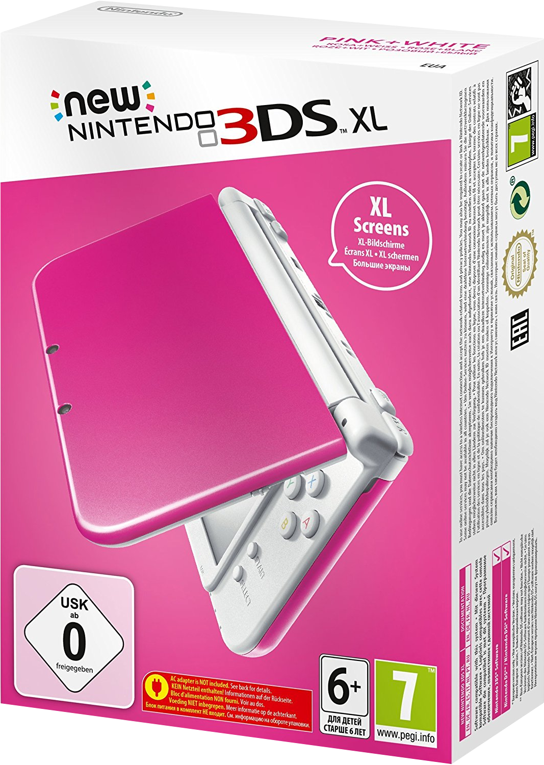 nintendo 3ds xl pink and white