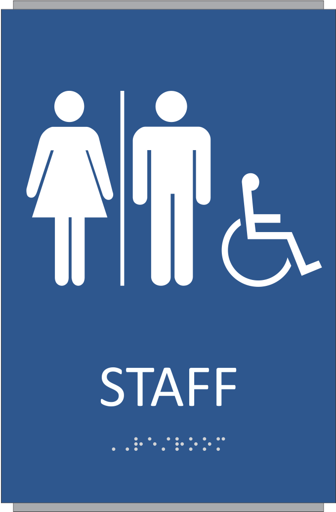 Ada Braille Staff Restroom Sign - Unisex Restroom Signs (1050x1050), Png Download