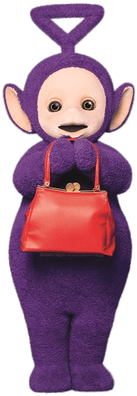Teletubbies Tinky Winky With Bag - Teletubbies Tinky Winky Handbag (400x400), Png Download