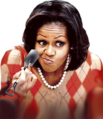 Michelle Obama Face Png Royalty Free Library - Michelle Obama Eating Fast Food (350x405), Png Download