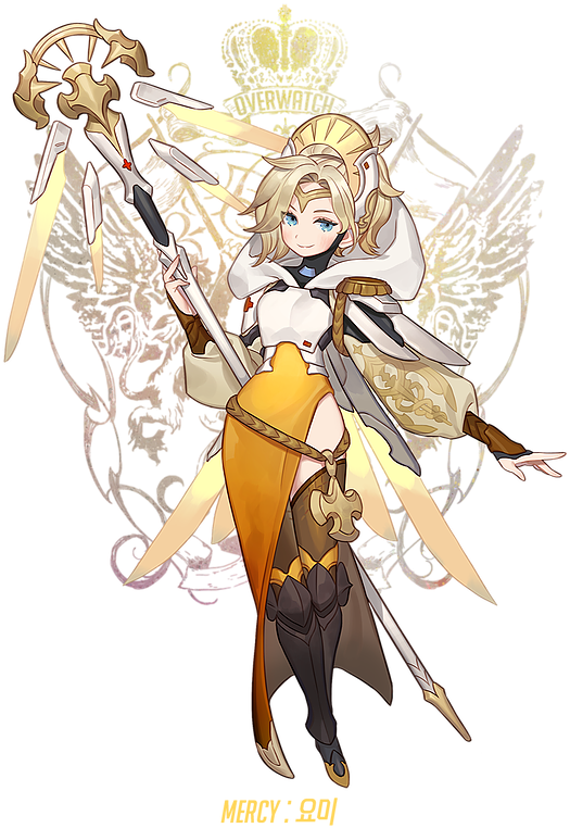 Owfantasia Overwatch Drawings, Overwatch Fan Art, Overwatch - Fantasy Mercy Overwatch (573x811), Png Download
