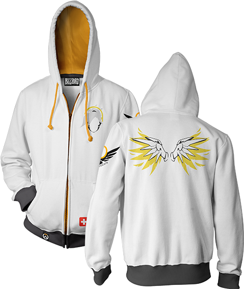 Overwatch Ultimate Mercy Zip-up Hoodie & Free Overwatch - Overwatch Ultimate Mercy Hoodie (490x580), Png Download