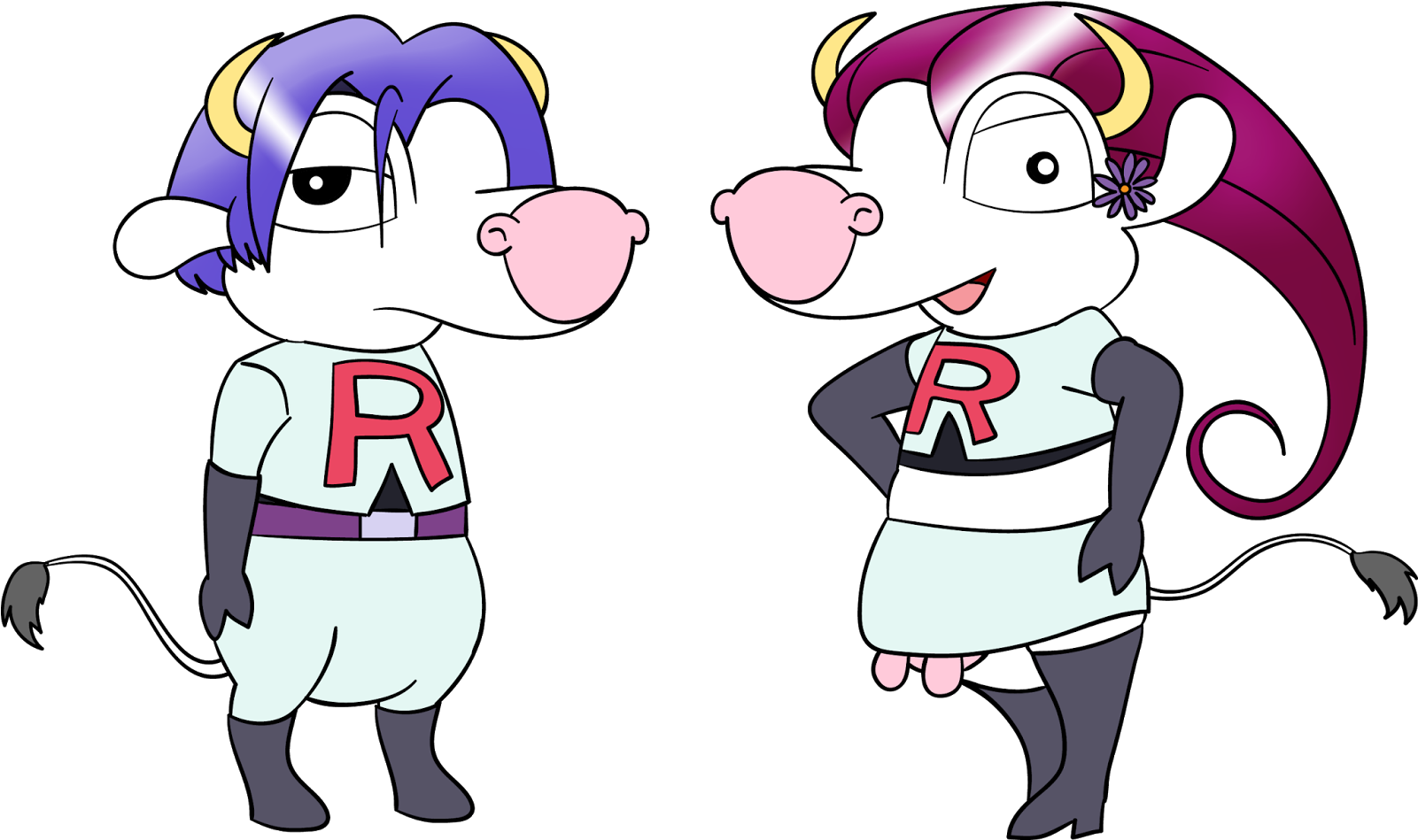 Cowsplay - Team Rocket - Cartoon (1600x955), Png Download