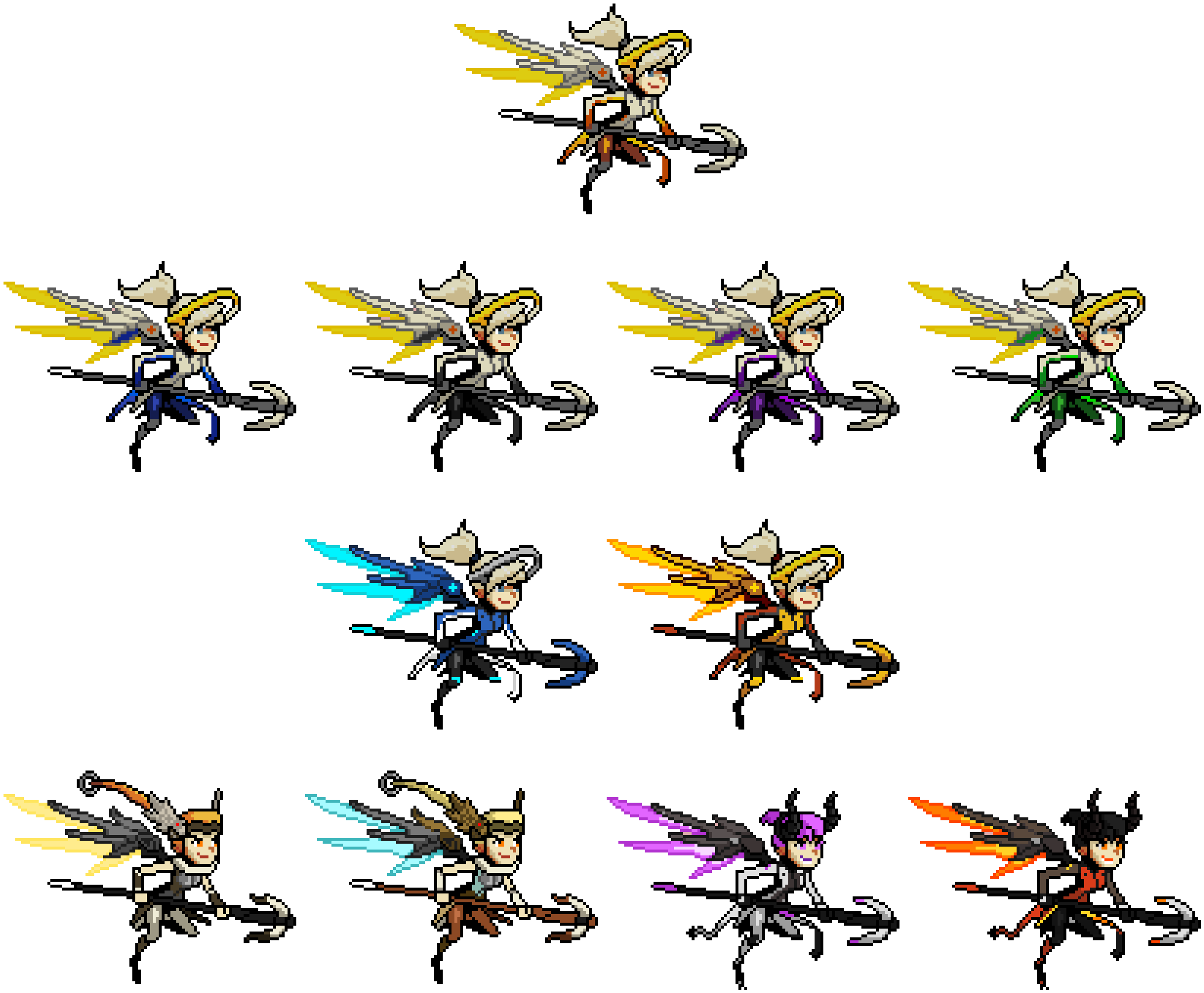 Pixel Mercy Skins - Overwatch Pixel Sprays Mercy (2075x1750), Png Download