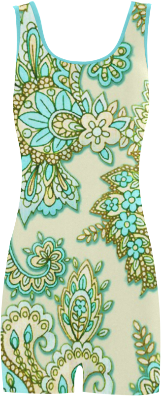 Paisley Beautiful Vintage Aqua Gold Classic One Piece - Day Dress (1000x1000), Png Download