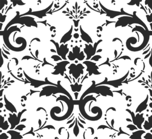 Damask Clipart Paisley - White And Purple Damask (600x550), Png Download
