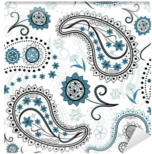 Seamless Floral Pattern With Paisley Wall Mural • Pixers® - Yellow Flower Pattern Auto Vehicle Car Mat Front Set (400x400), Png Download