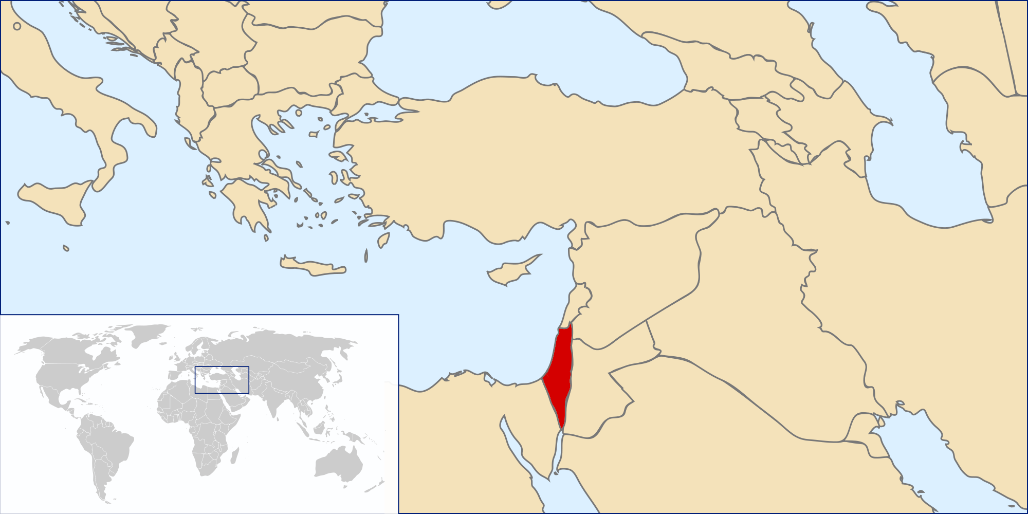 World Map Blank - Palestine Location On Map (2000x1000), Png Download
