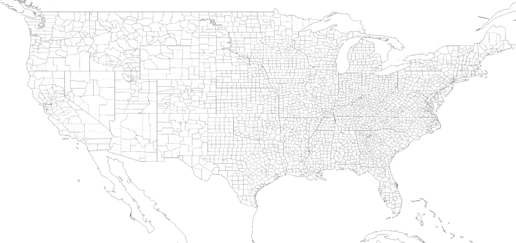 Us Blank County Map World Maps Best Of For Us Blank - Map (1024x482), Png Download