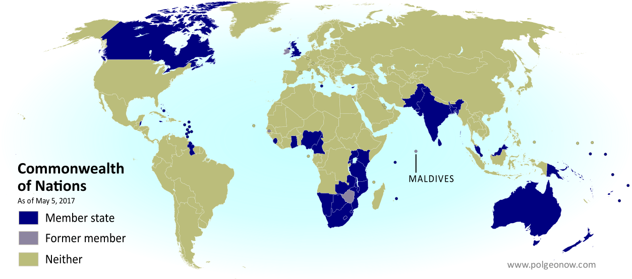 Map By Evan Centanni, Modified From Public Domain Blank - Commonwealth Paesi (1253x554), Png Download