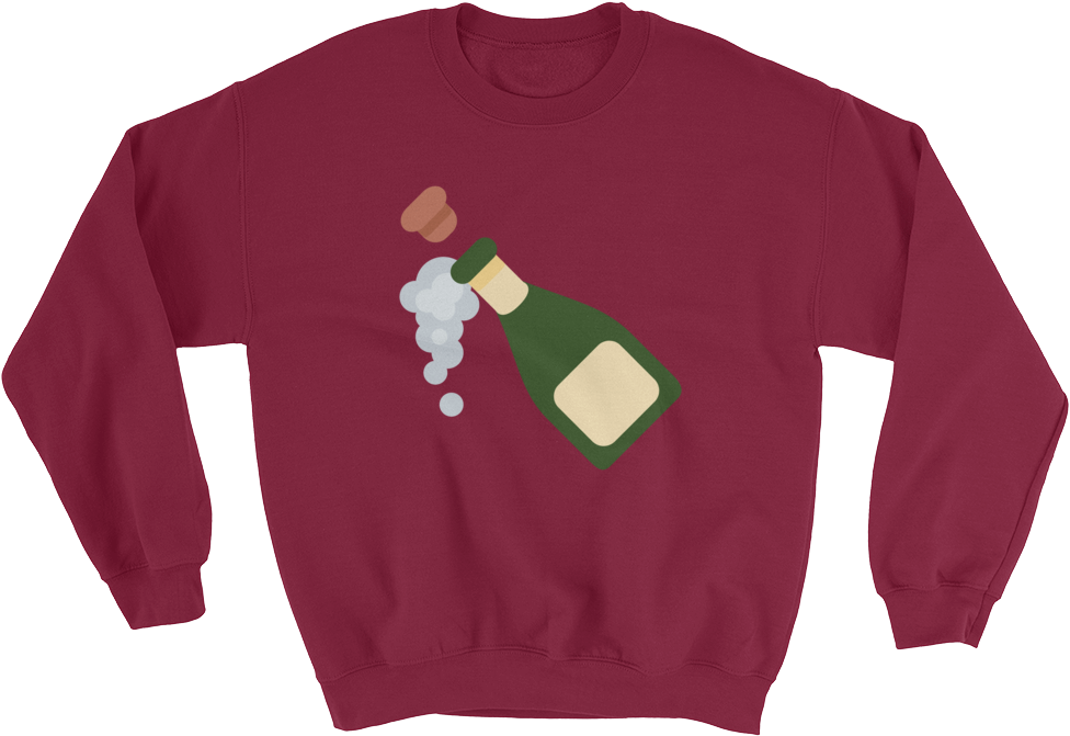Champagne Emoji Sweatshirt - Crew Neck (1000x1000), Png Download